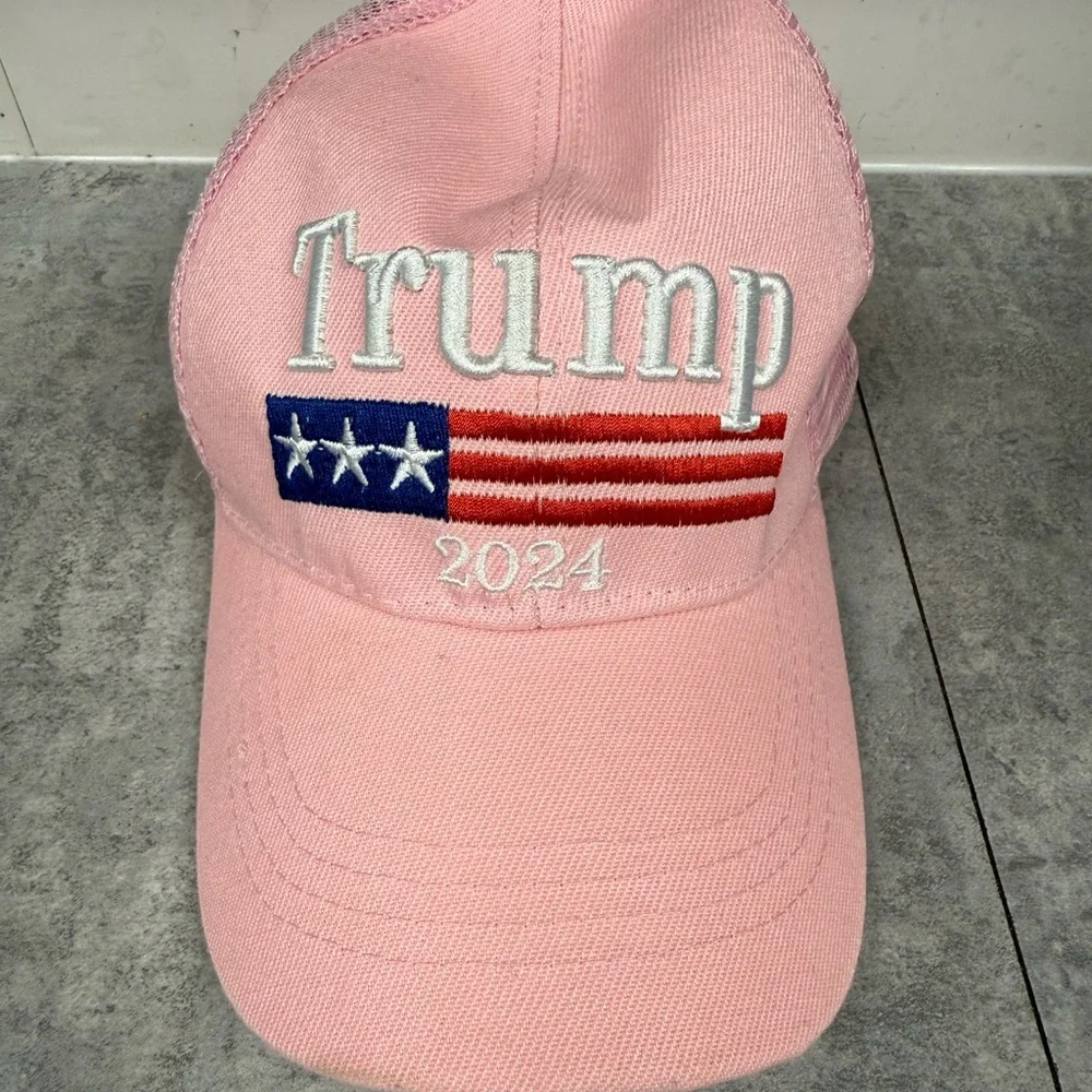 Pink Trump 2024 Cap with Flag Embroidery - Picture 1 of 5